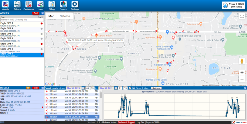 EAGLE GPS web application dashboard — track vehicles from any browser